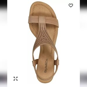 NIB! Style & Co Vacanzaa T-Strap Slip Resistant Mulan Wedge Slingback Sandal 12M
